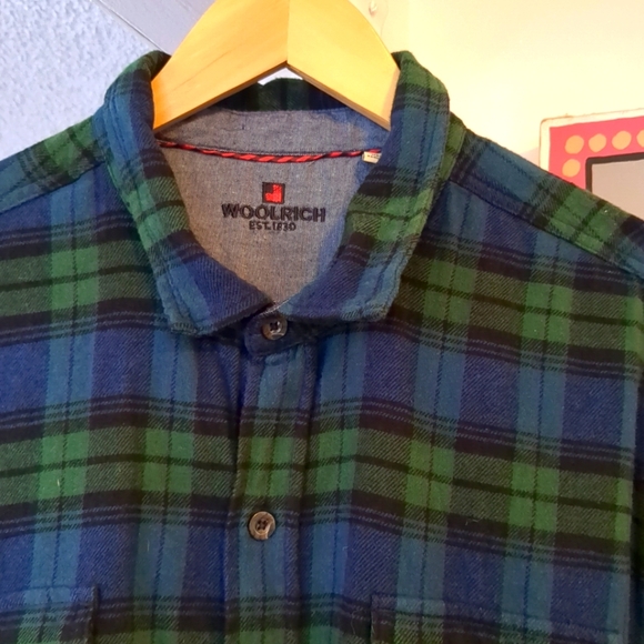😎 Woolrich Cotton Flannel Shirt Men’s XXL Blue Green Black Watch Plaid - Picture 1 of 10